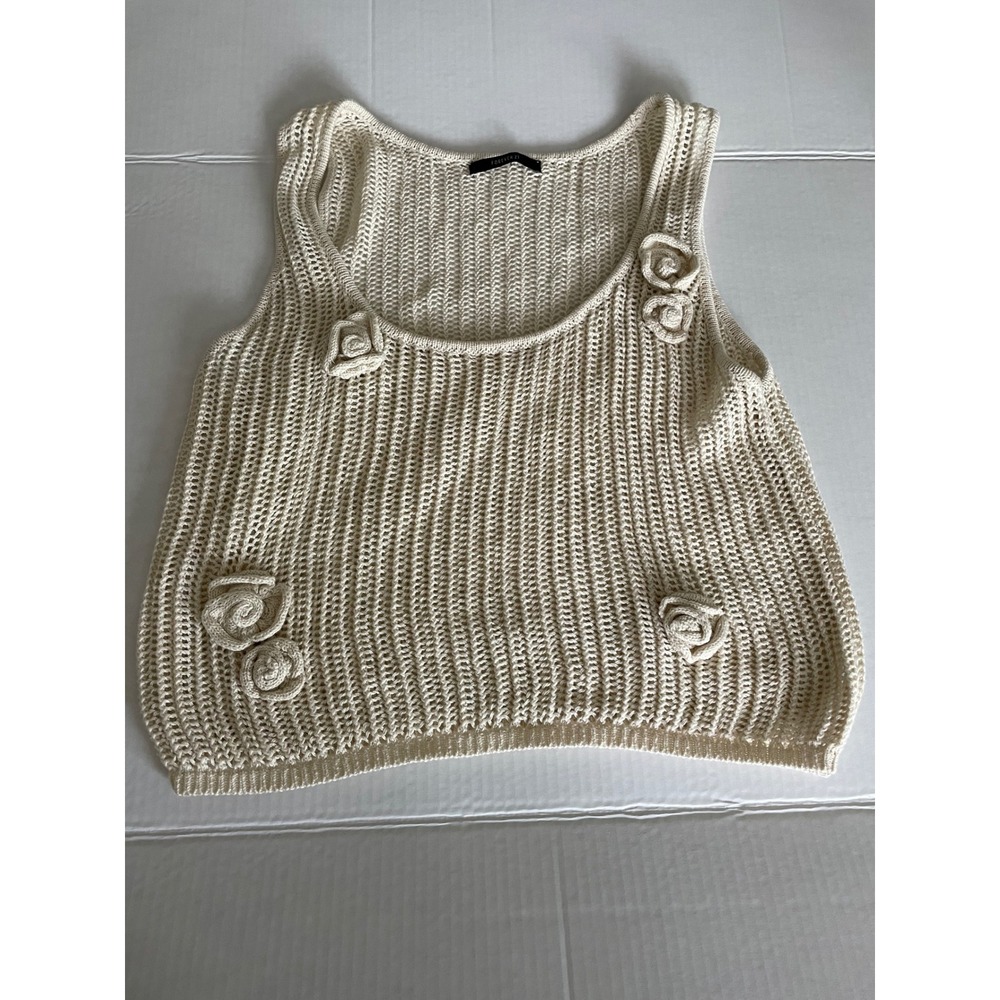 Forever 21 Rosette Knit Tank Top Coquette Cottagecore Boho Crochet- Size Medium